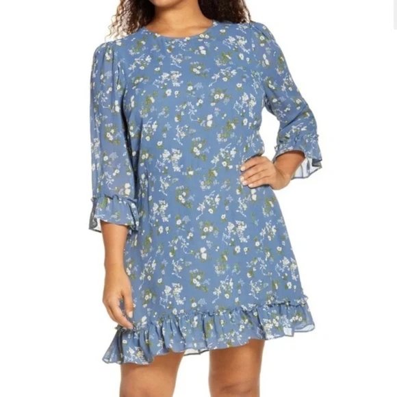 Reformation Blue Floral Mini Dress - Picture 1 of 10